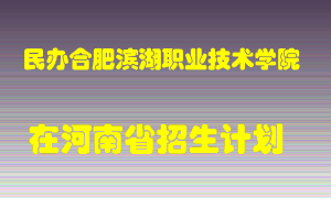 民办合肥滨湖职业技术学院在河南招生计划录取人数