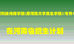 河南开封科技传媒学院(原河南大学民生学院)(专升本)在河南招生计划录取人数