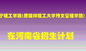 南宁理工学院(原桂林理工大学博文管理学院)在河南招生计划录取人数