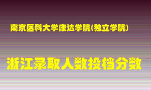 南京医科大学康达学院2021年在浙江招生计划录取人数投档分数线