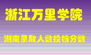 浙江万里学院在湖南历年招生计划录取人数投档分数