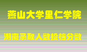 燕山大学里仁学院在湖南历年招生计划录取人数投档分数