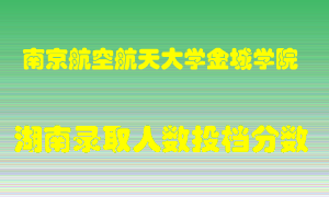 南京航空航天大学金城学院在湖南历年招生计划录取人数投档分数