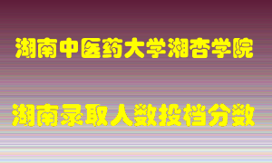 湖南中医药大学湘杏学院在湖南历年招生计划录取人数投档分数