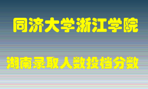 同济大学浙江学院在湖南历年招生计划录取人数投档分数