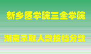 新乡医学院三全学院在湖南历年招生计划录取人数投档分数