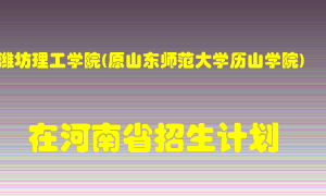 潍坊理工学院(原山东师范大学历山学院)2022年在河南招生计划录取人数