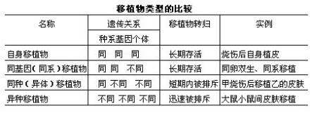 移植免疫学主要内容移植物的类型